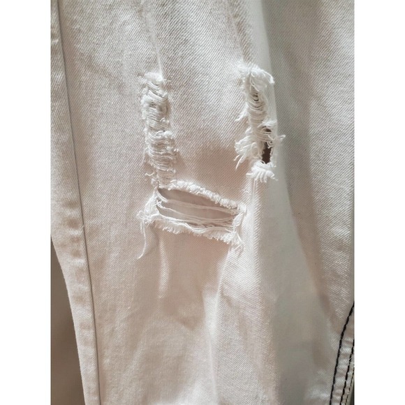 Lanzzino Men's White 100% Cotton Straight Leg Casual Distressed Pant Size 38 - Picture 3 of 12